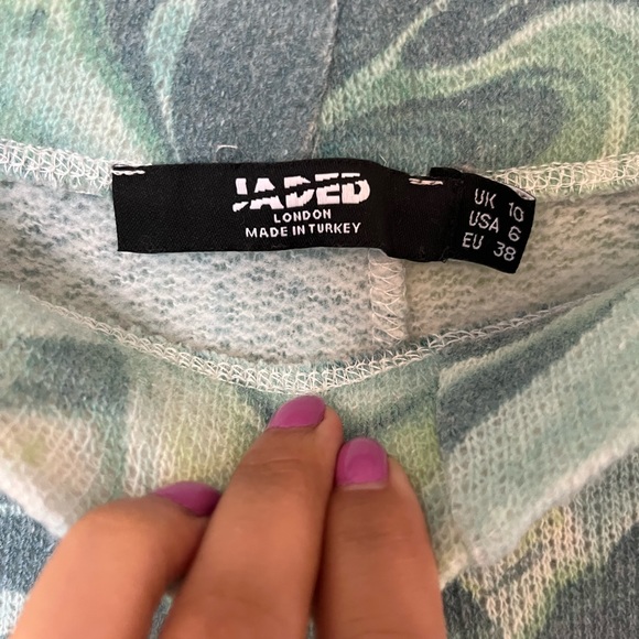 JADED LONDON TIE DYE PRINT RUCHED HEM PRINTED KNIT JOGGERS - Picture 3 of 6